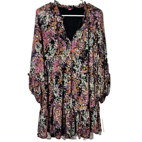 NWT Vince Camuto Tiered Floral Boho Mini Dress Size Medium Festival Concert - Picture 1 of 7